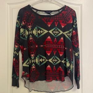 Ralph Lauren Aztec Long Sleeve Hi-Lo Top - YXL